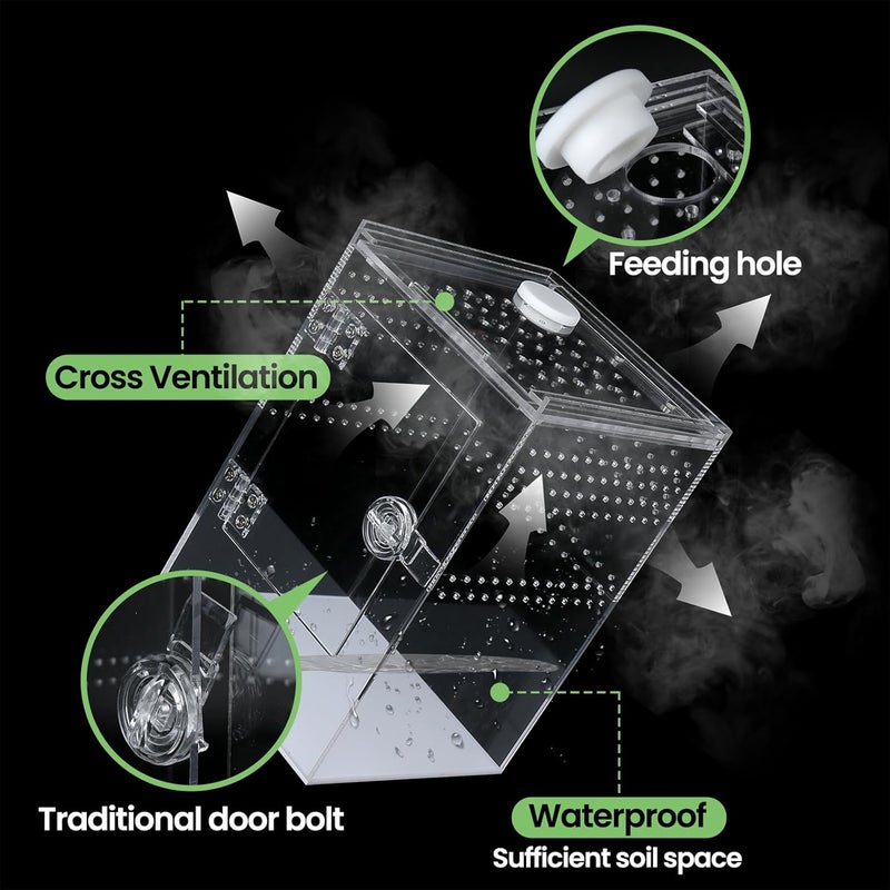 smartang Front Opening Terrarium Jumping Spider Enclosure,Tall Arboreal Tarantula Enclosure Terrarium with Cross Ventilation,Waterproof Acrylic Reptile Enclosure - Image 3